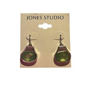 Jones Studio Faceted Lime Green Faux Stone Earrings August Birthstone